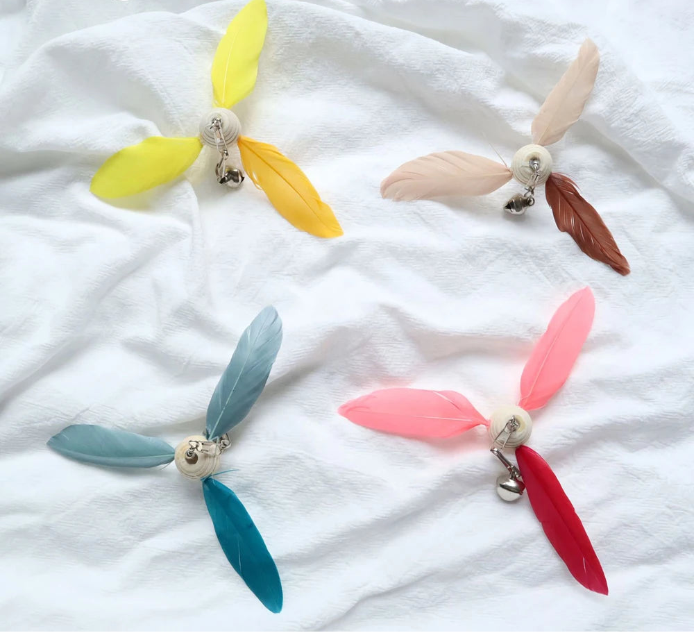 Colourful Feather Windmill Cat Teaser Replacement Heads (4 Pack)