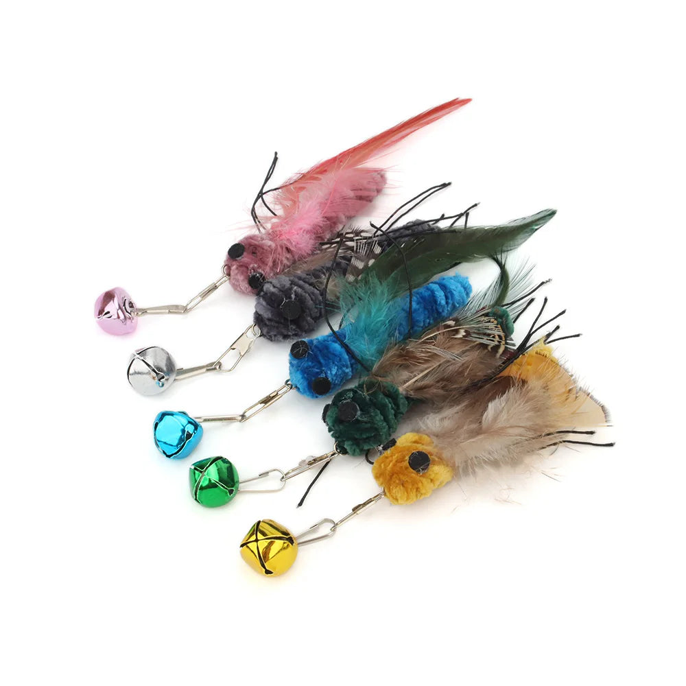 Cat Toy Replacement Heads – Feather Bug Wand Accessories (5pcs)