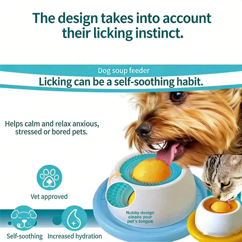 Slow Feeder Lick Bowl with Rolling Ball for Dogs & Cats