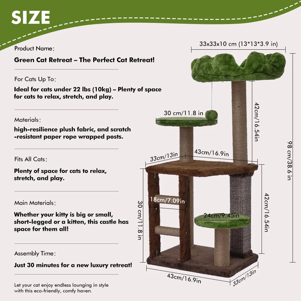 Multi-Tier Cat Tree with Scratching Post & Perch