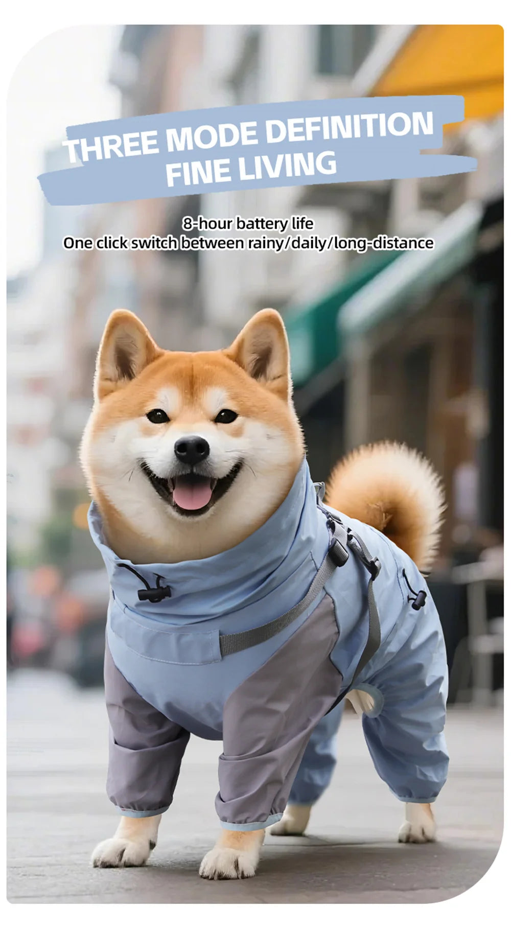 Waterproof Dog Raincoat with Harness & Detachable Hood