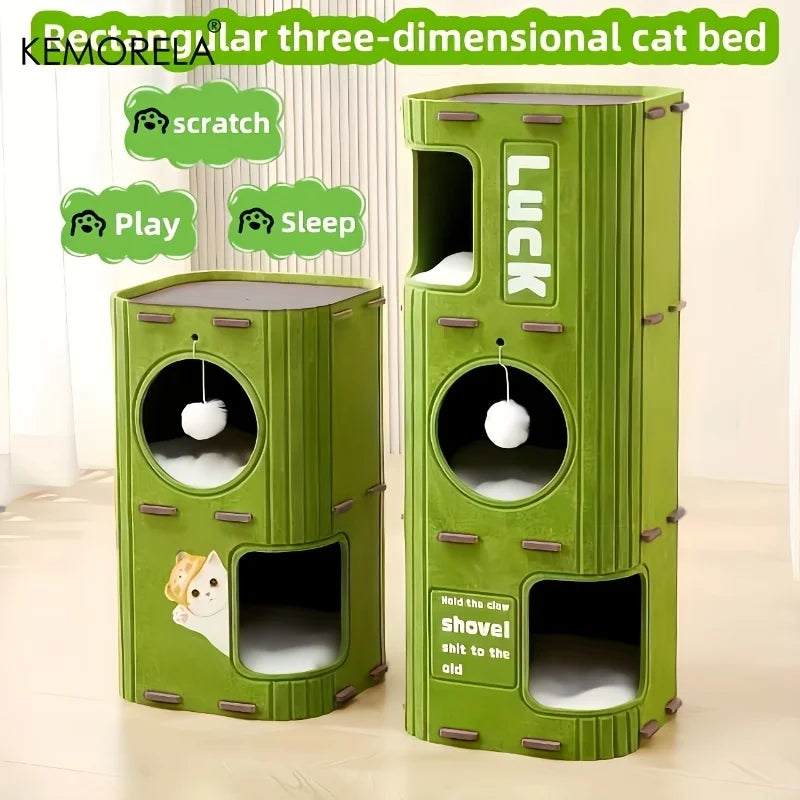 Tree-Shaped Cat Condo with Scratching Posts & Toys