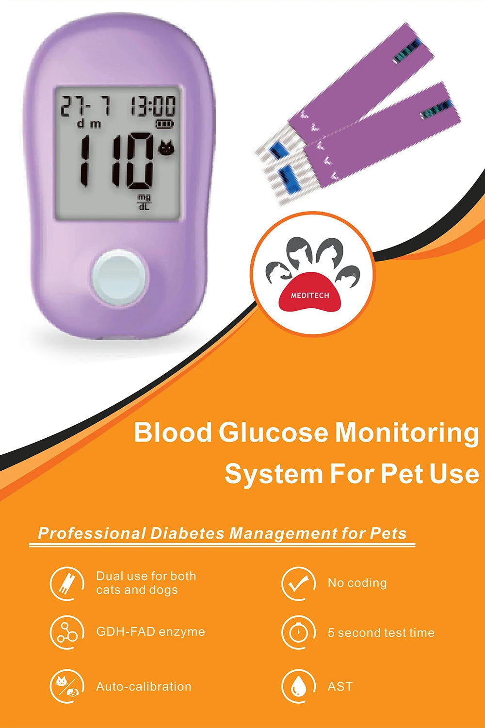 Pet Blood Glucose Monitoring System for Cats & Dogs