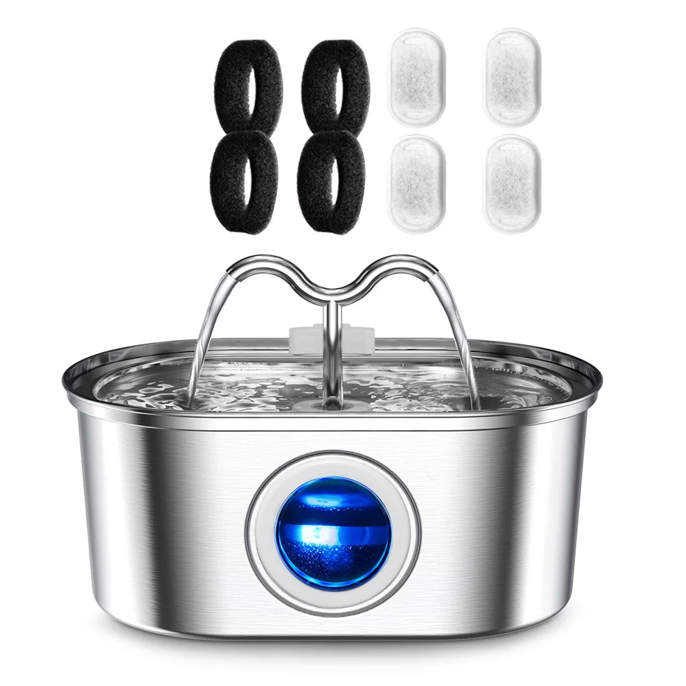 3.2L Stainless Steel USB Pet Water Fountain — Quiet Filter Pump for Cats & Dogs