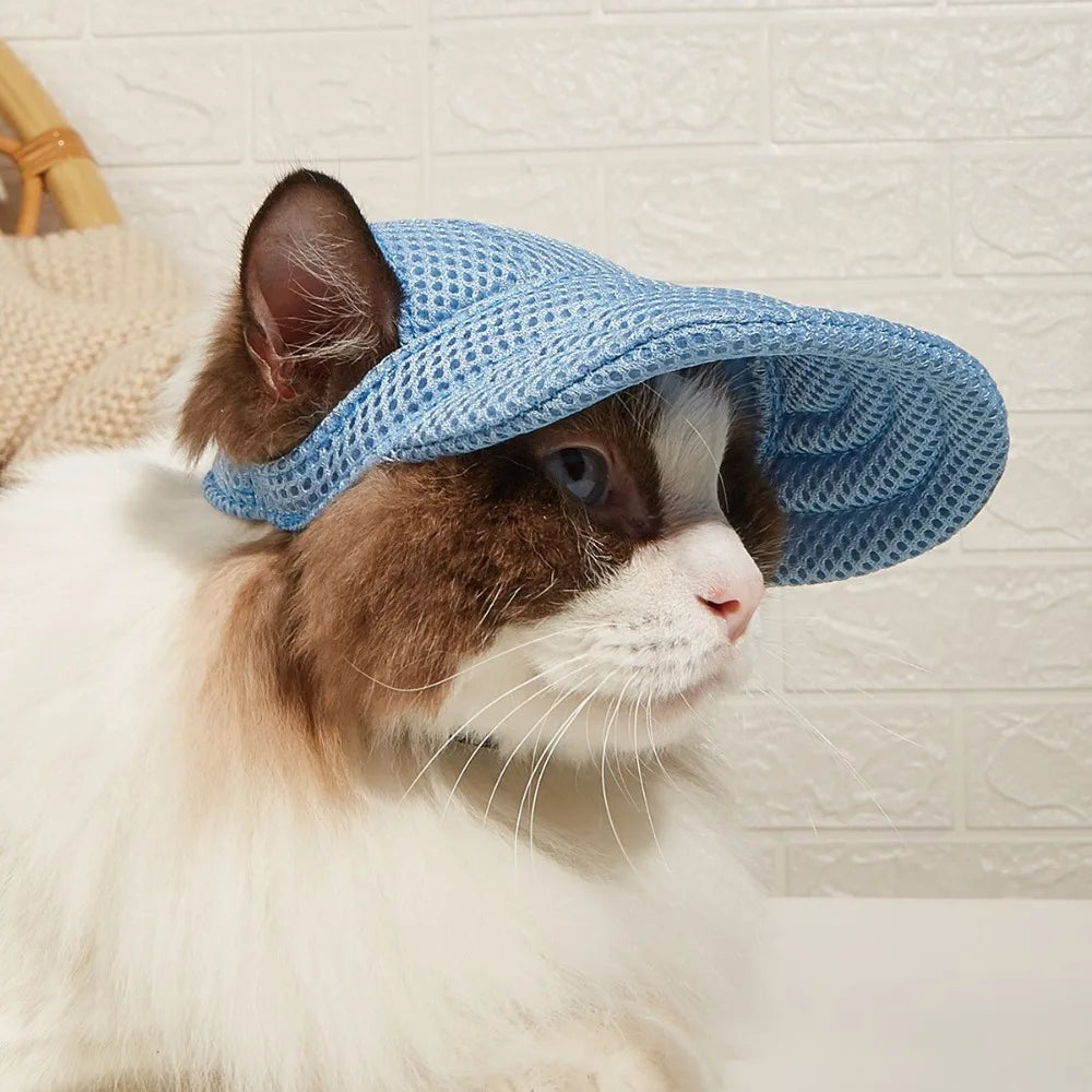Mesh Dog & Cat Baseball Sun Cap with Ear Holes | Adjustable Outdoor Summer Sunhat for Puppies & Small to Large Dogs