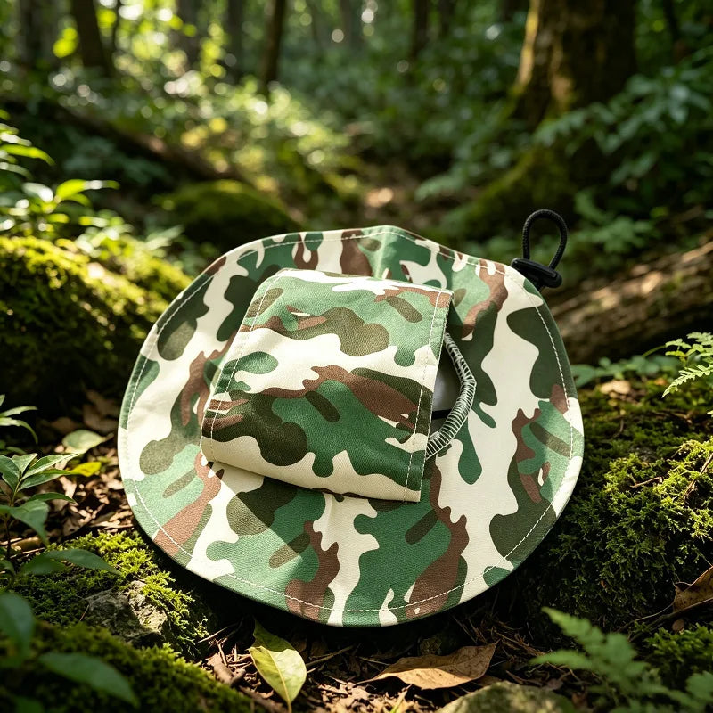 Cotton Bucket Sun Hat with Ear Holes for Cats & Small Dogs