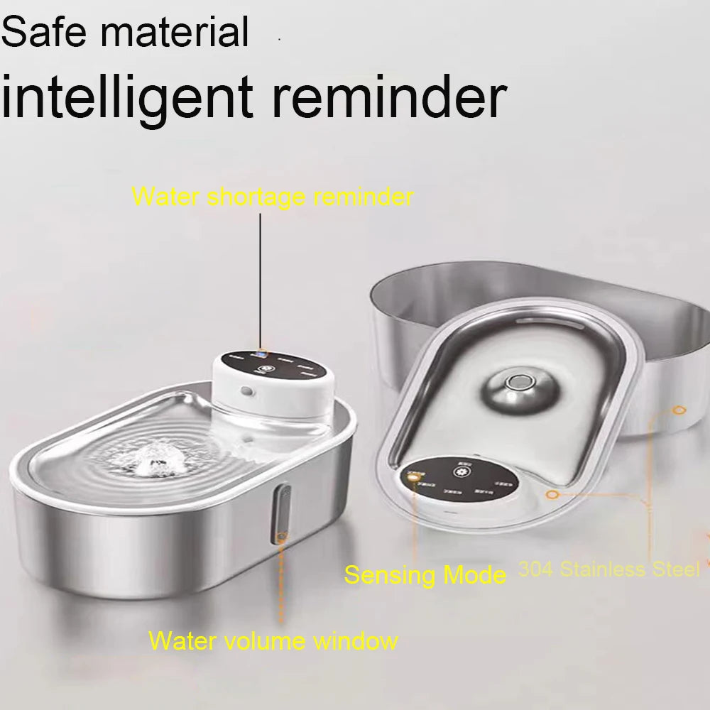 Fontaine à eau intelligente automatique pour chat - Distributeur d'eau pour animaux de compagnie sans fil à détection infrarouge 3L