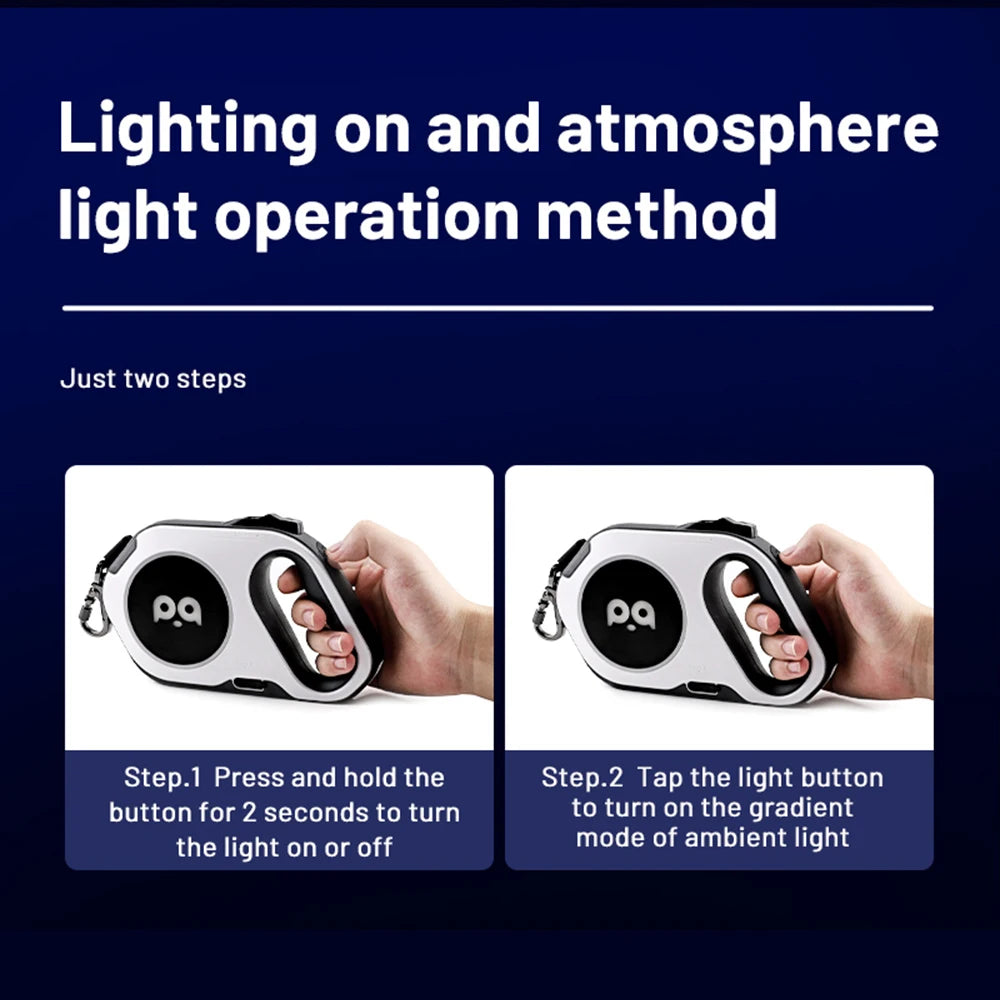 LED Retractable Dog Leash | 5M Rechargeable Light-Up Leash