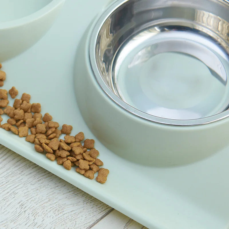 Stainless Steel Double Bowl Feeding Station for Dogs & Cats