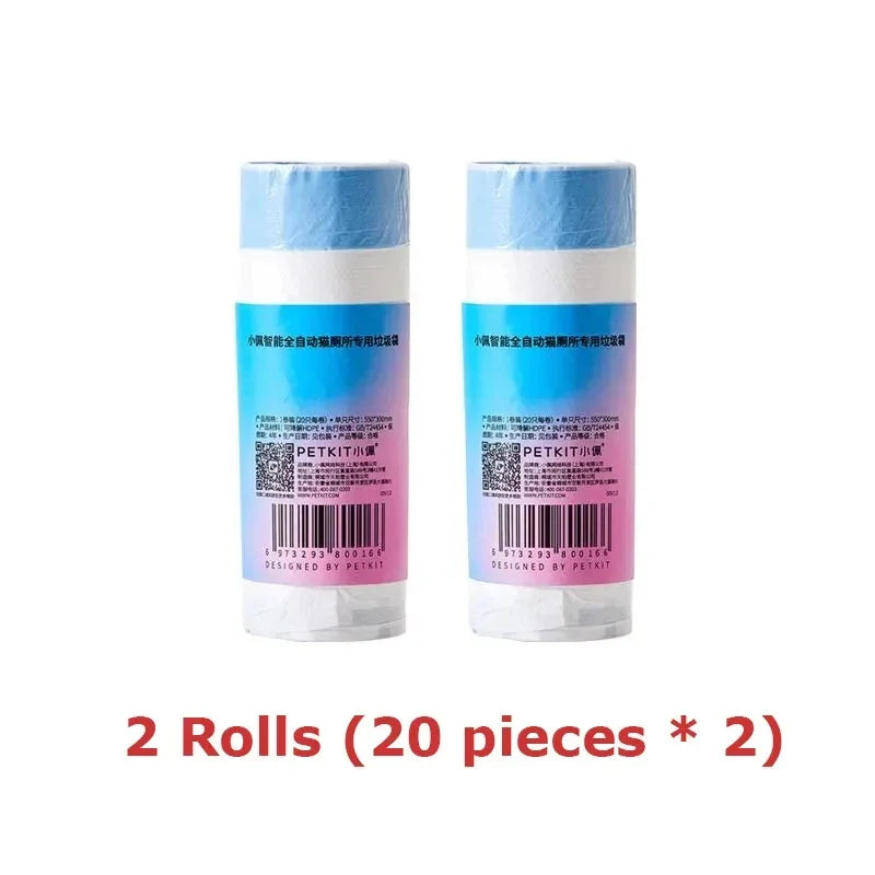 Replacement Waste Bags for PETKIT Smart Cat Litter Boxes – 20 Bags per Roll, Multi-Pack Options