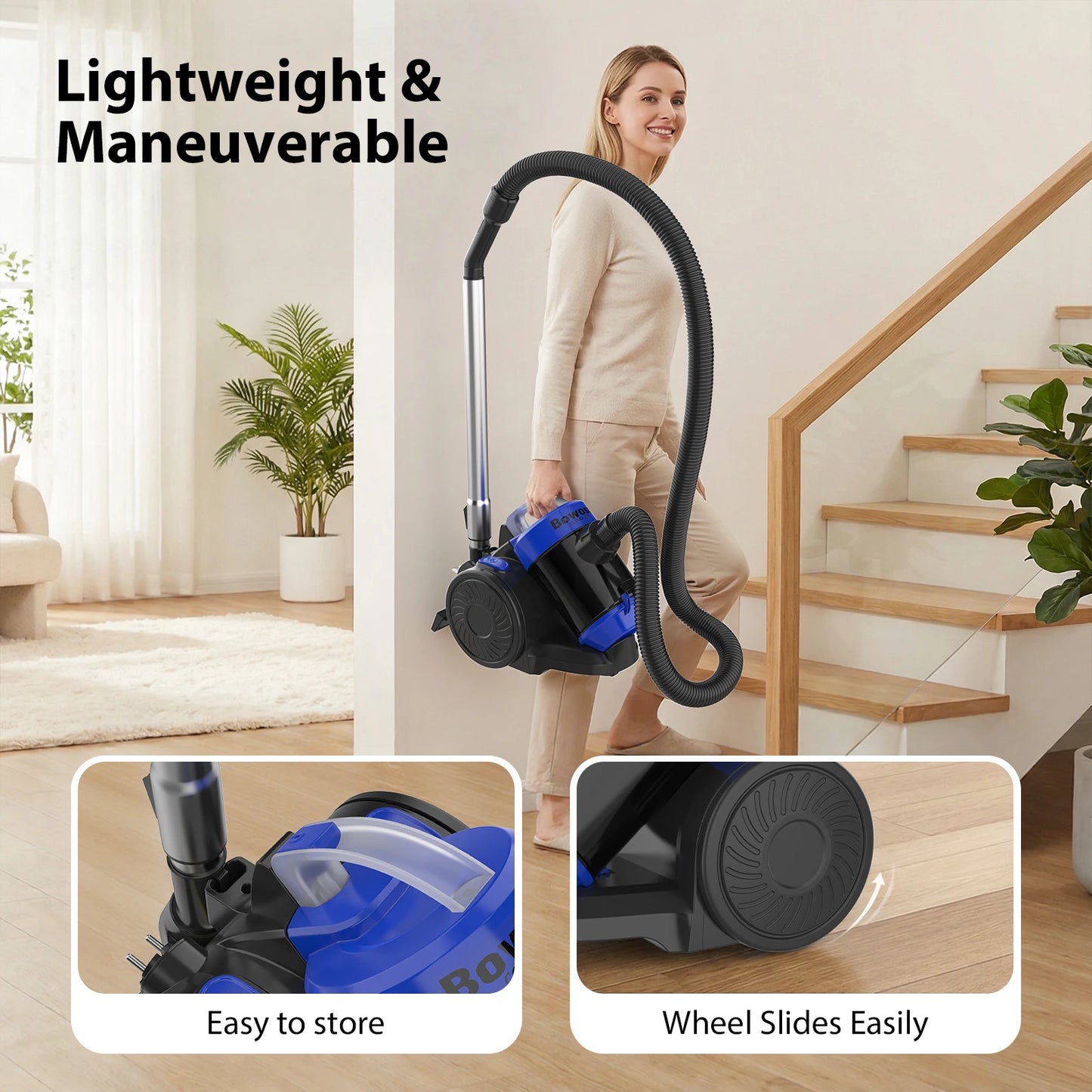 Pet Hair Bagless Vacuum Cleaner with HEPA Filter & 3-in-1 Brush