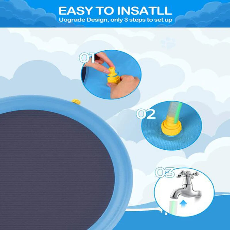 outdoor Summer Pet Swimming Pool Inflatable Water Sprinkler Pad Play Cooling Mat Outdoor Interactive Fountain Toy for Dogs