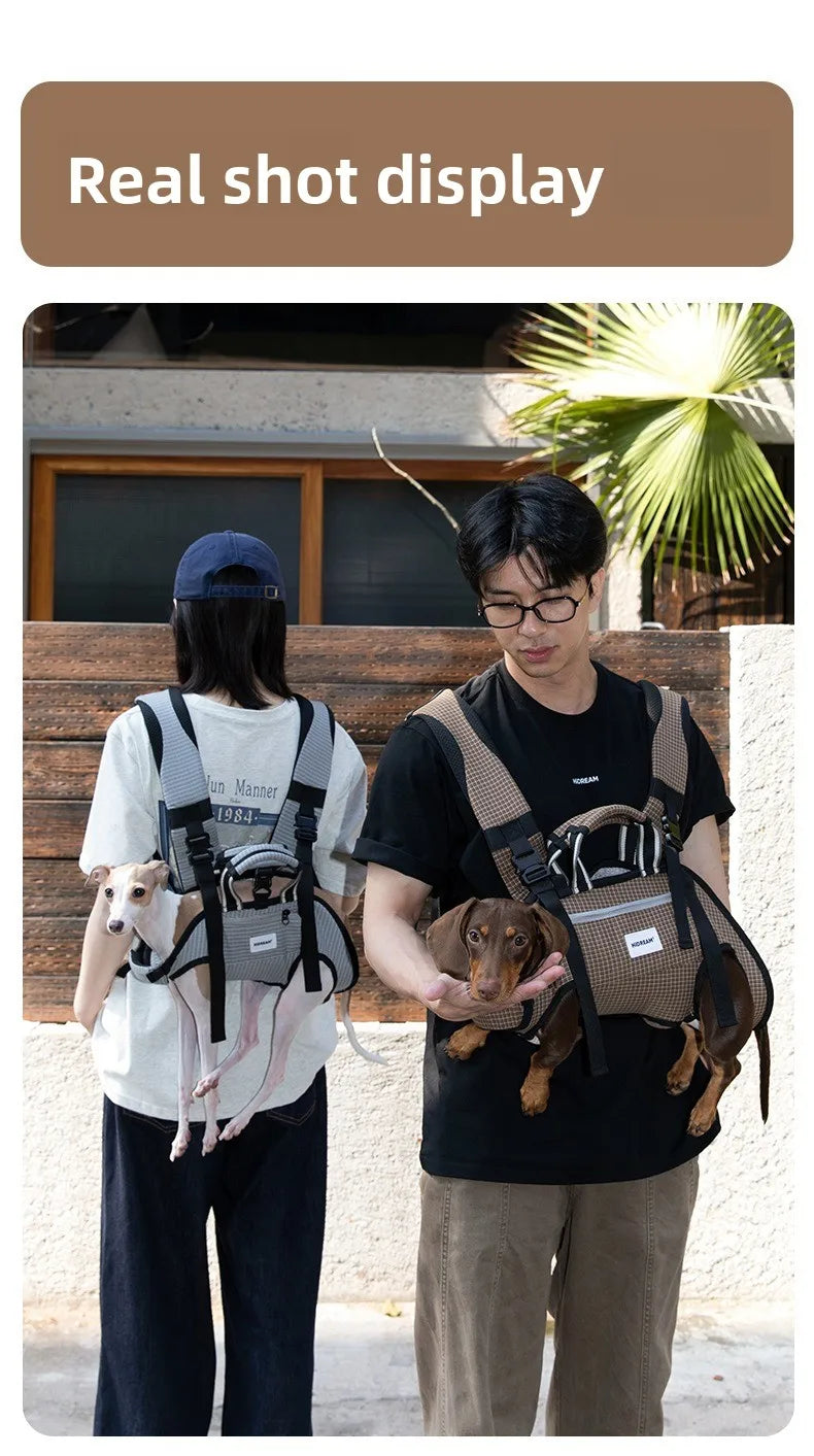 Horizontal Dog Backpack with Ice Silk Cooling & Spine Protector for Small Dogs & Cats