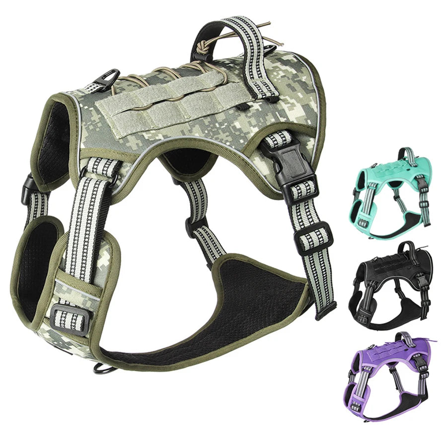 No-Pull Reflective Tactical Dog Harness Vest