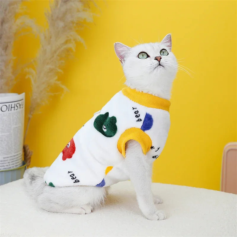 Strawberry Print Plush Pullover Sweater for Cats & Small Dogs