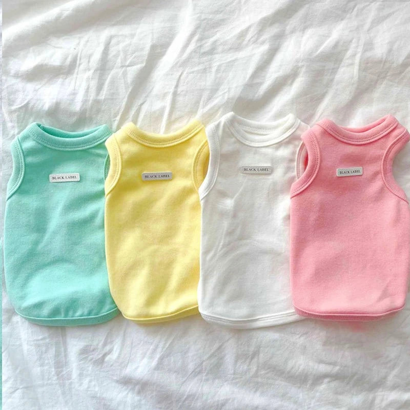 Solid Cotton Dog Vest - Breathable Summer Clothing for Small Dogs