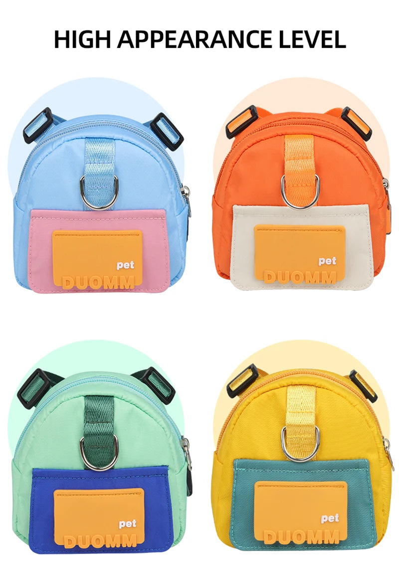 Adjustable Dog Harness with Snack Bag Backpack