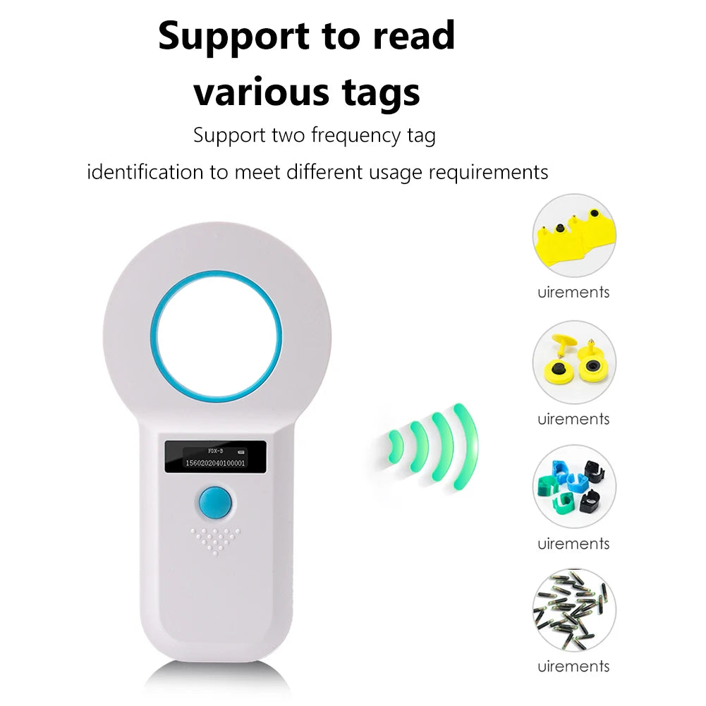Handheld Pet Microchip Scanner | RFID & EMID Reader with OLED Display