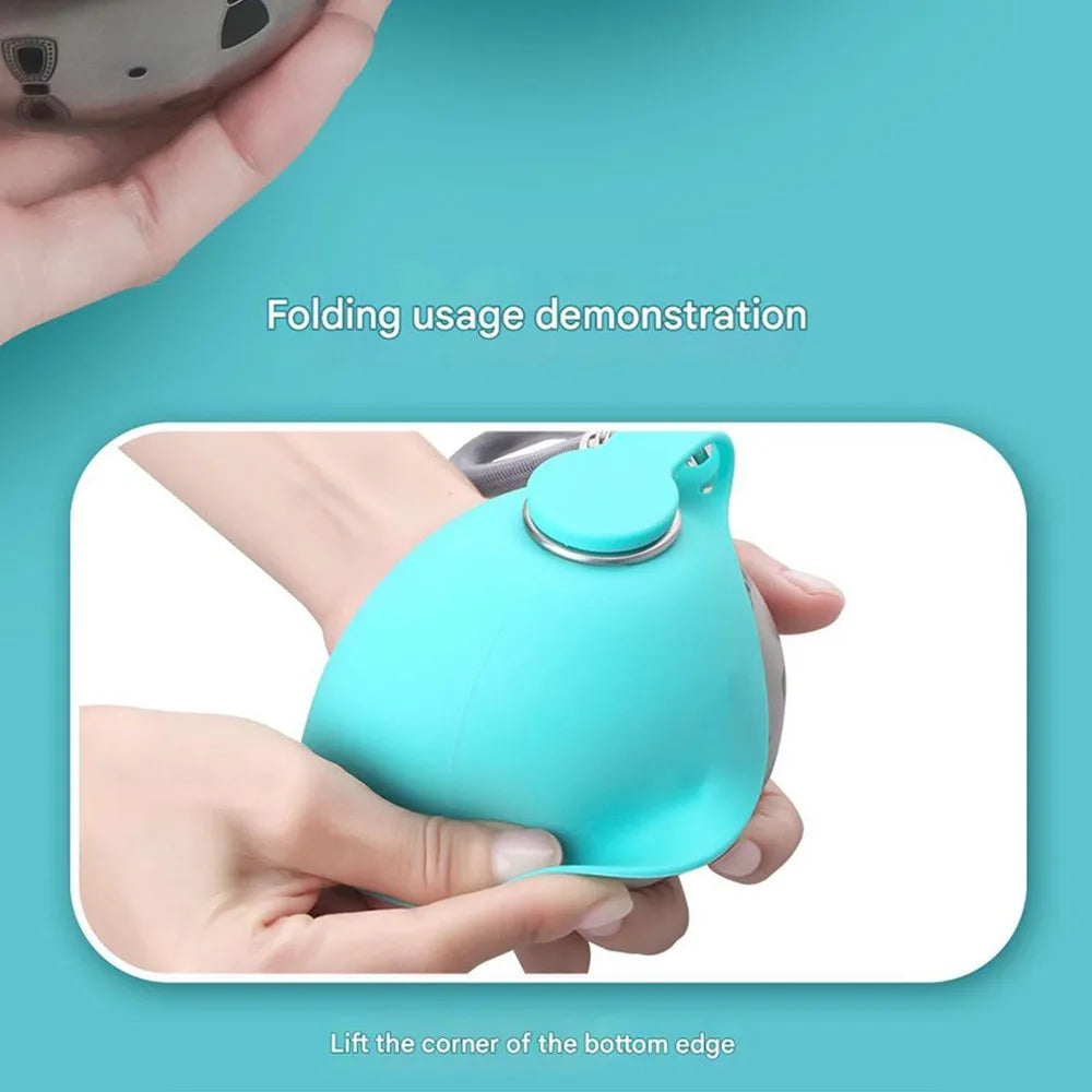 Stainless Steel Dog Water Bottle with Removable Silicone Bowl — Leak-Proof