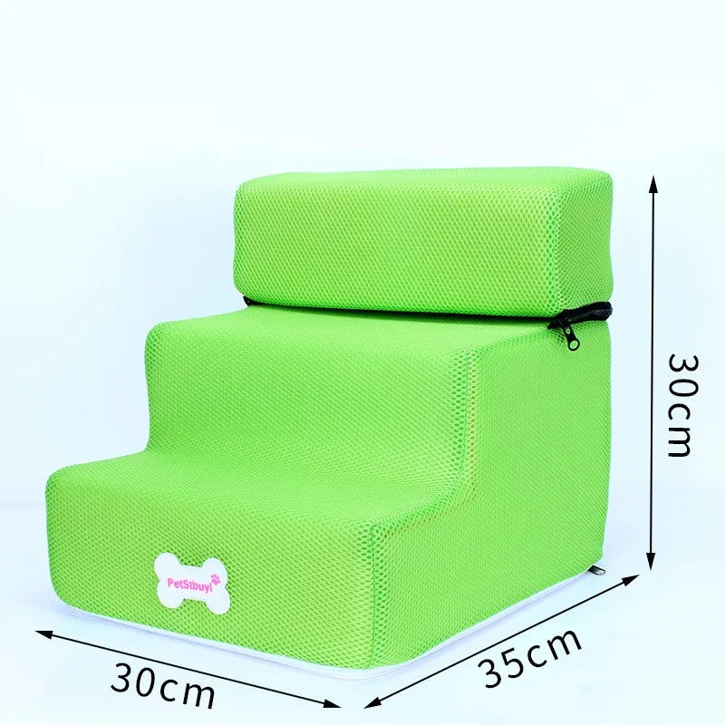 Anti-Slip Pet Stairs with Removable Washable Cover – 2 or 3 Step Ramp for Dogs & Cats