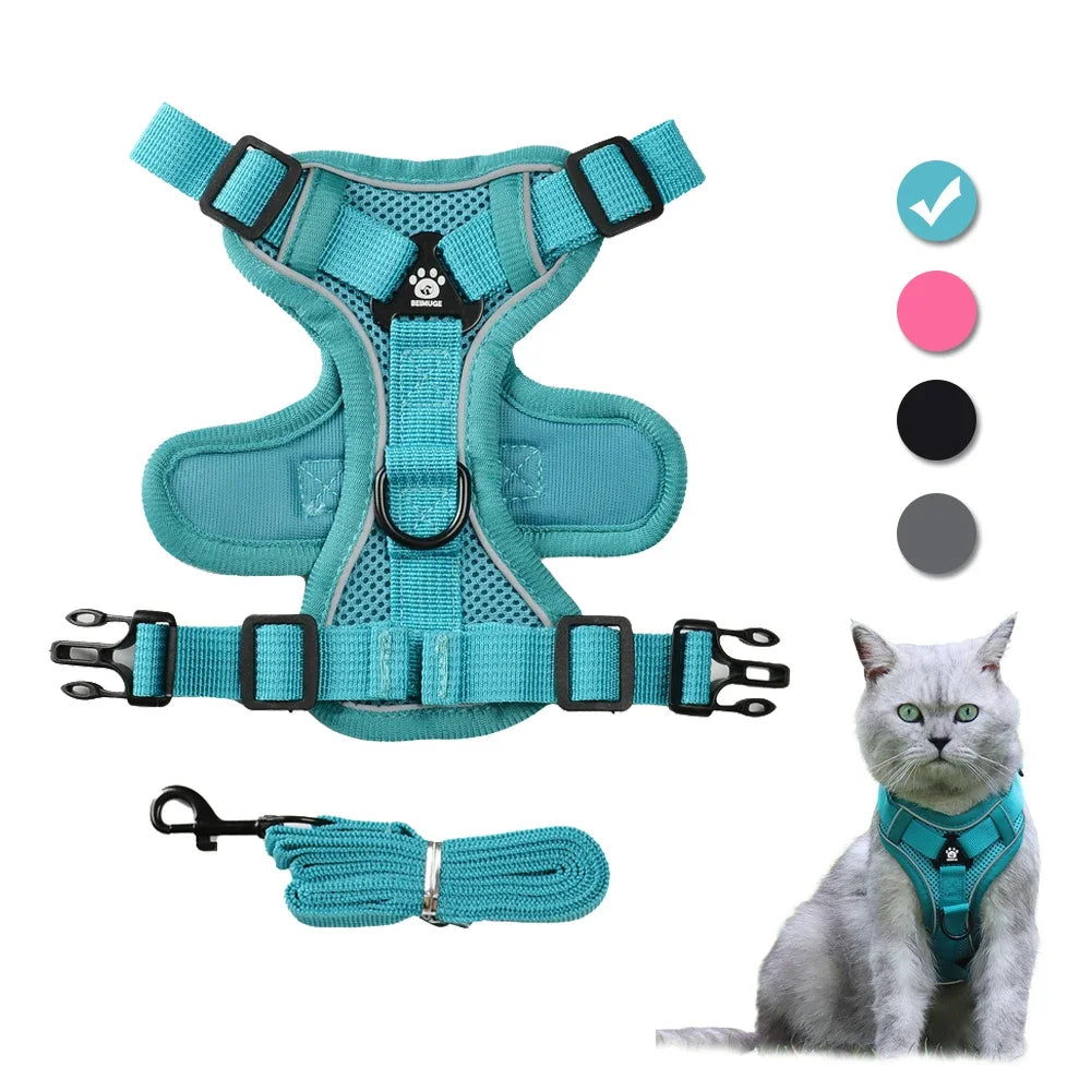 Escape-Proof Reflective Cat Harness & Leash Set — Breathable Vest for Outdoor Walking