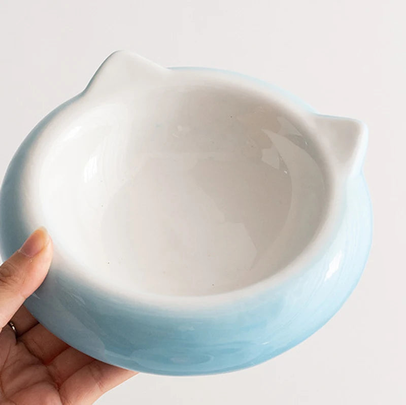 Cat Ear Ceramic Pet Bowl – Anti-Tip Food & Water Dish
