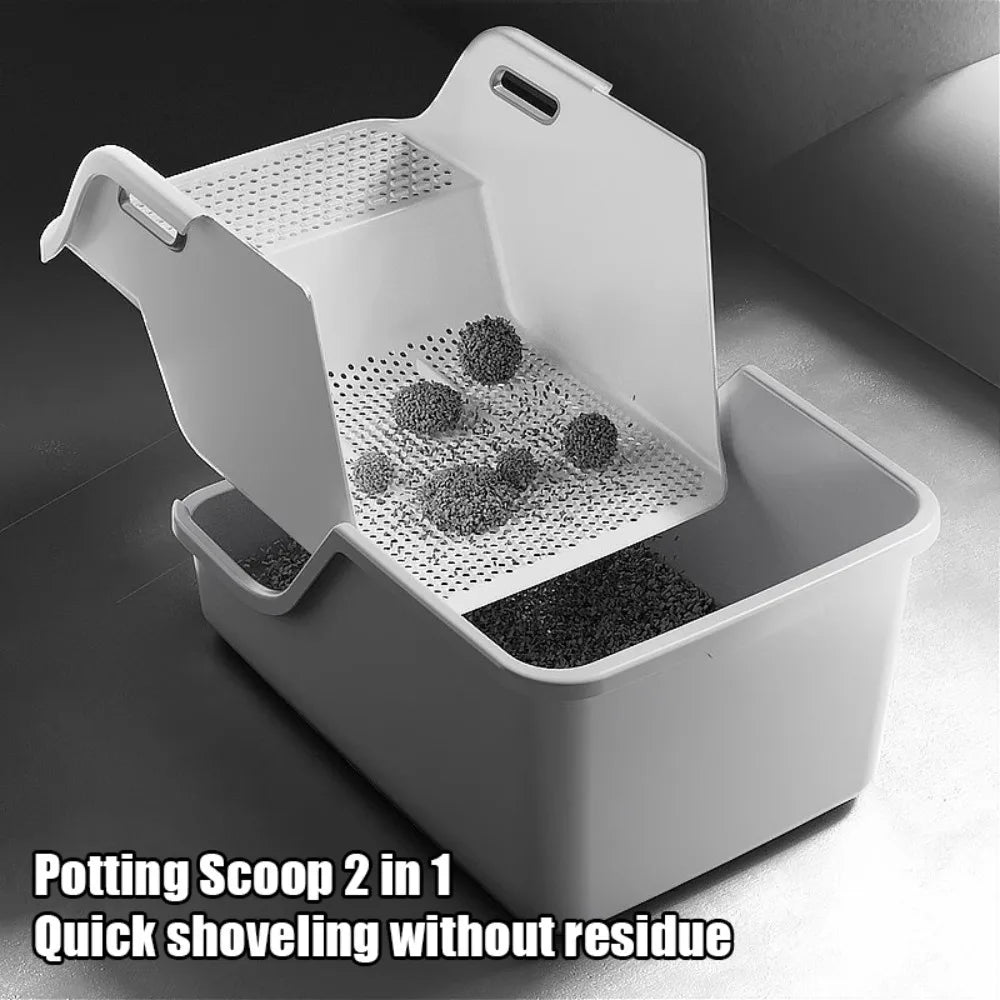 Extra Large Semi-Enclosed Cat Litter Box — Splash-Proof, Easy-Clean, Multi-Cat