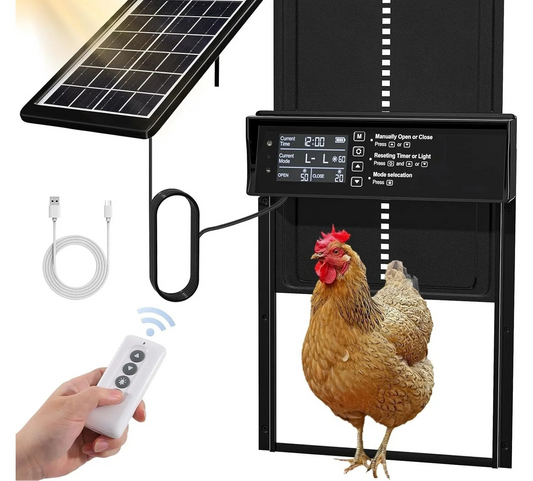 Automatic Chicken Coop Door - Solar Powered with Timer & Light Sensor