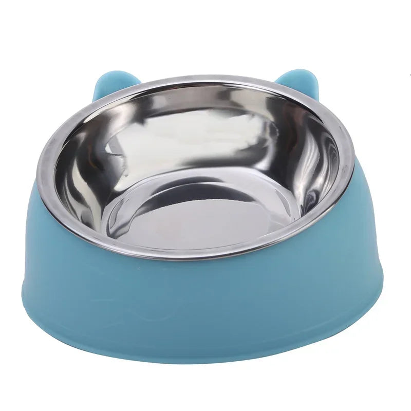 Cat Ear Stainless Steel Pet Bowl with Non-Slip Base