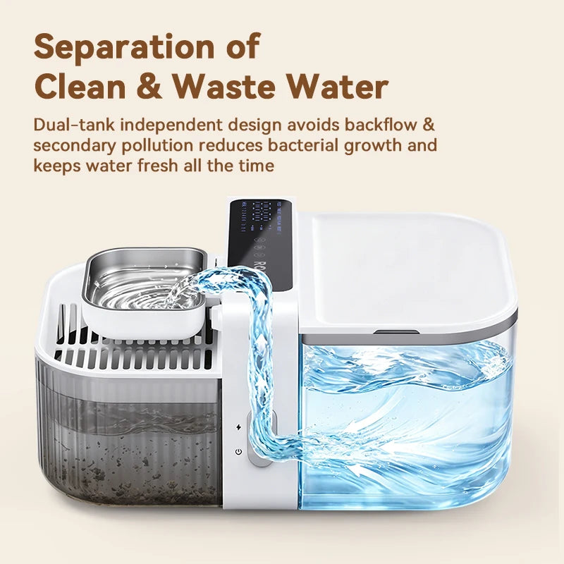 3.5L Wireless Pet Water Fountain with Sewage Separation & 2000mAh Battery