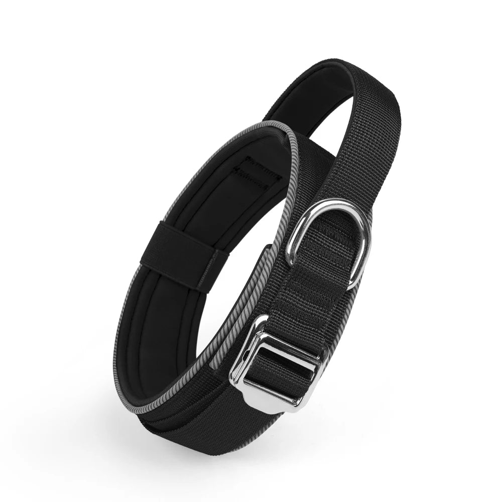 Padded Reflective Tactical Dog Collar for Medium & Large Dogs