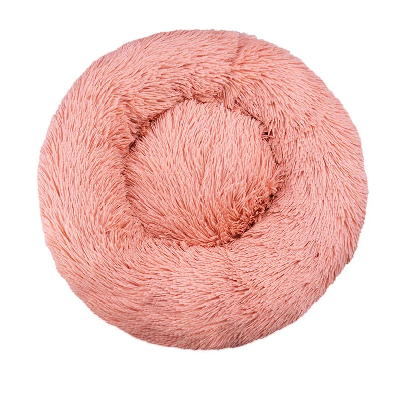 Round Plush Pet Bed — Washable Warm Basket for Dogs & Cats, 6 Sizes