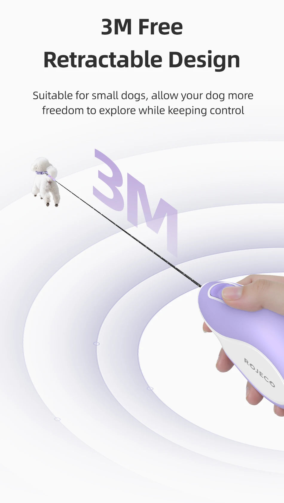 Mini Retractable Dog Leash - 3M Extendable Lead for Small to Medium Dogs