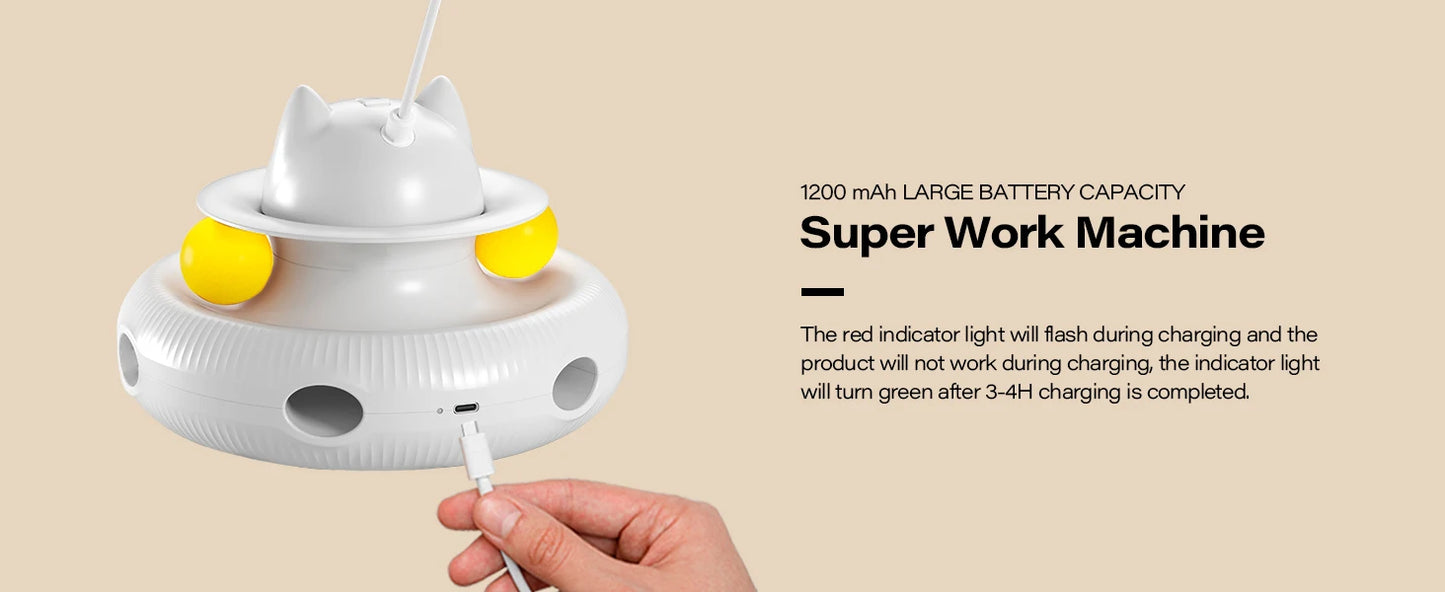 Jouet interactif pour chat 4 en 1, rechargeable par USB, avec plumeau et balle