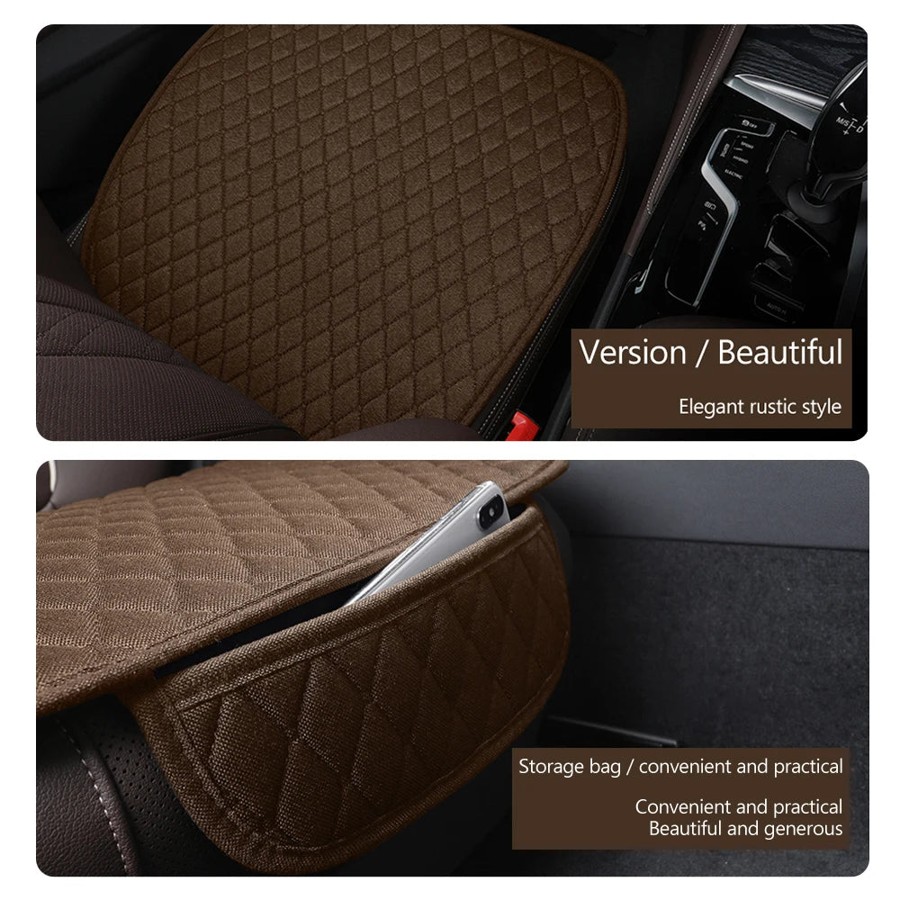 Universal Breathable Flax Car Seat Cover & Cushion Protector
