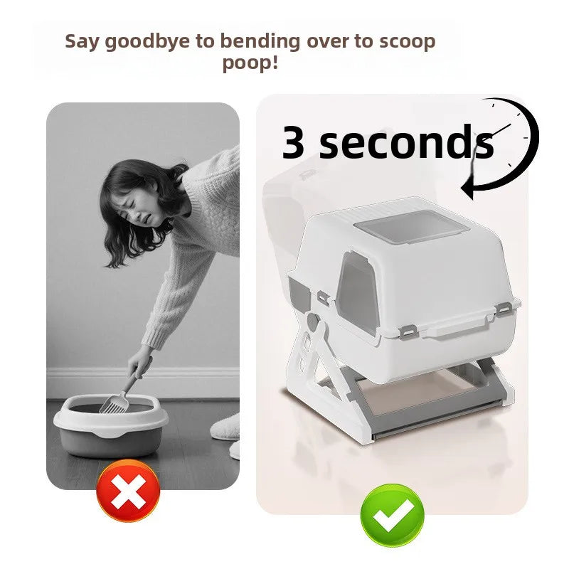 Enclosed Folding Cat Litter Box