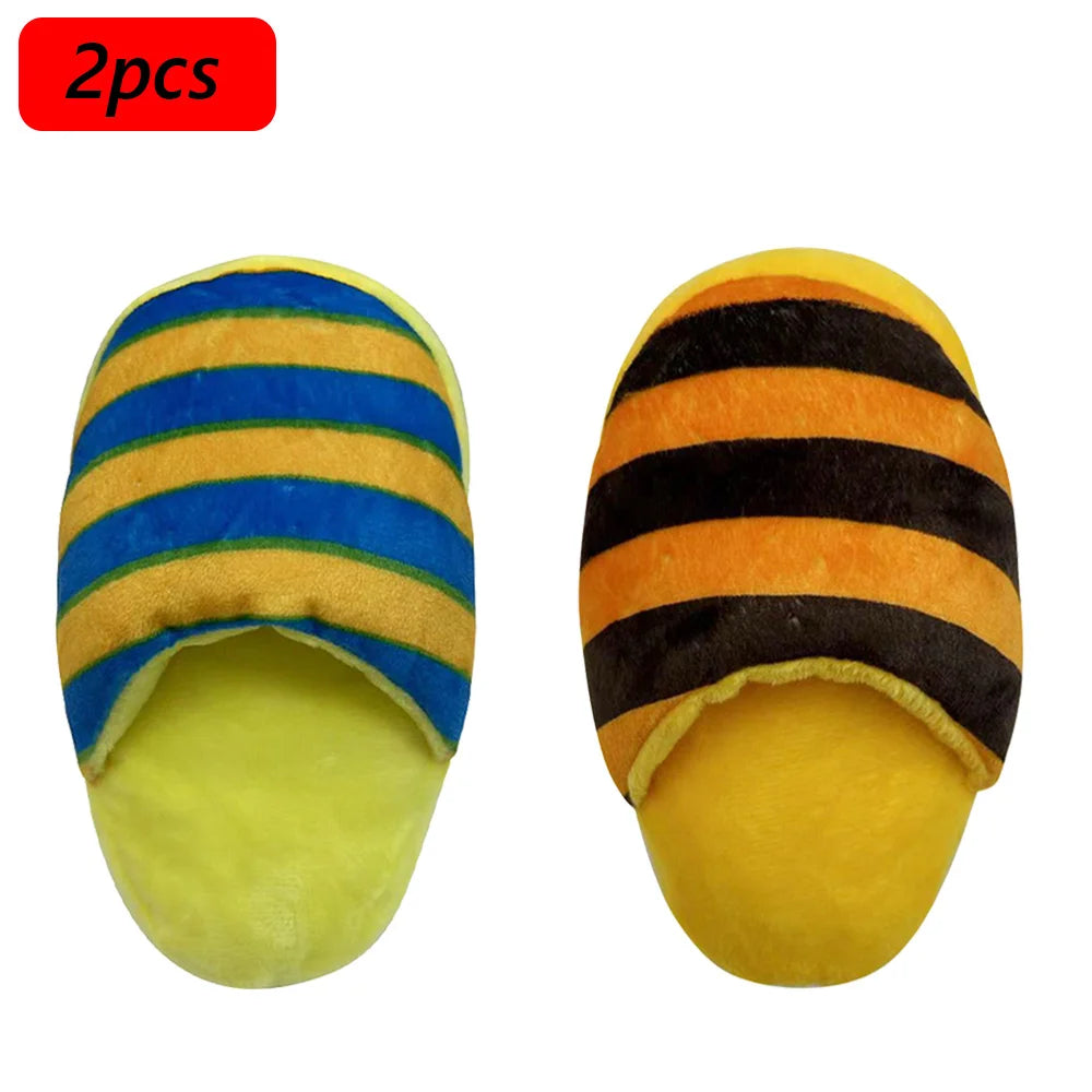 Squeaky Plush Slipper Chew Toy for Small Dogs
