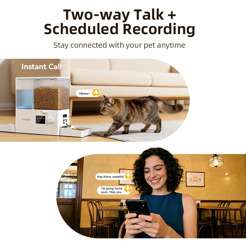 2-in-1 Automatic Pet Feeder & Gravity Water Fountain with Camera