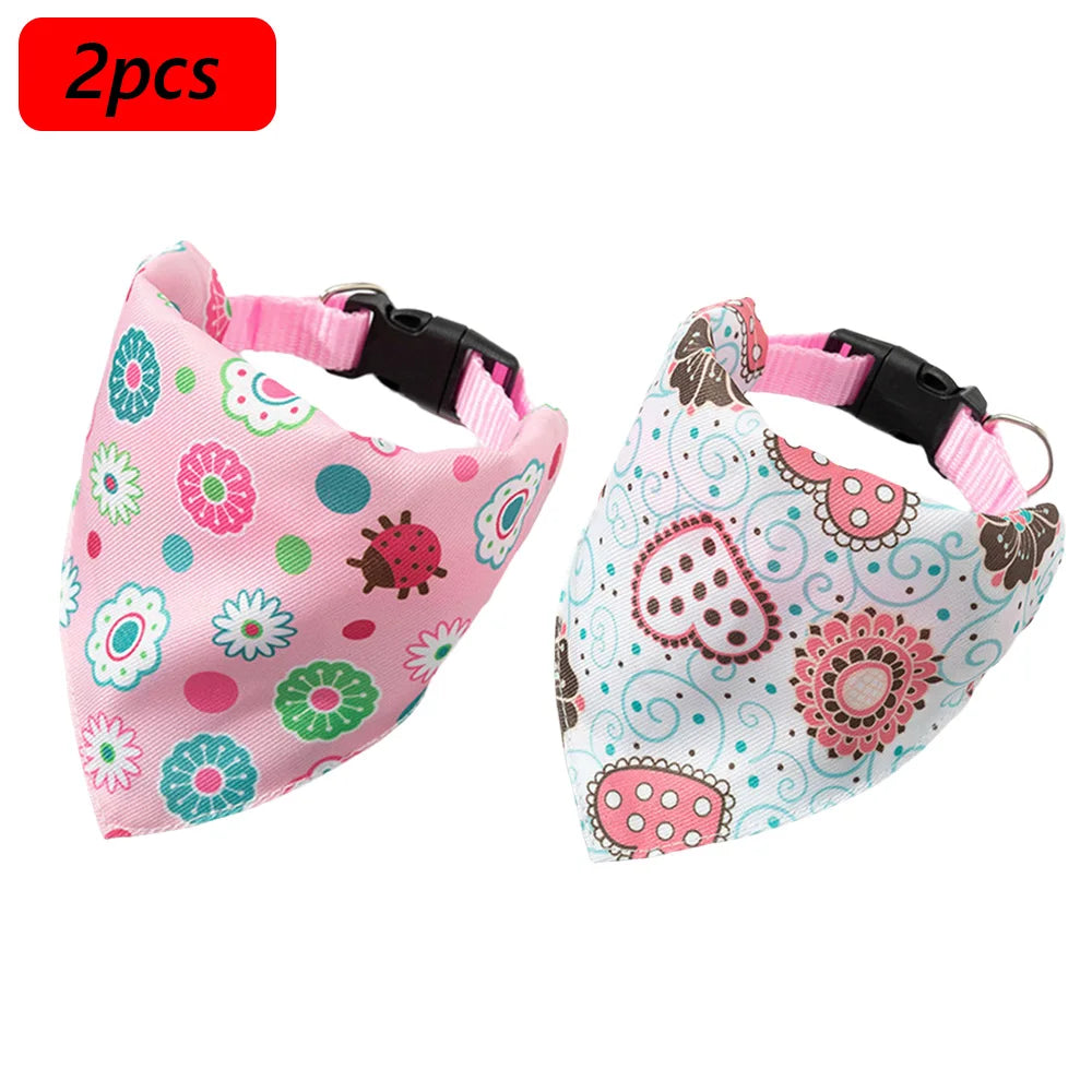Cute Print Cat Dog Collar with Bandanas for Small Dogs Yorkshire Chihuahua Puppy Triangular Bandage Pet Accessories Supplies