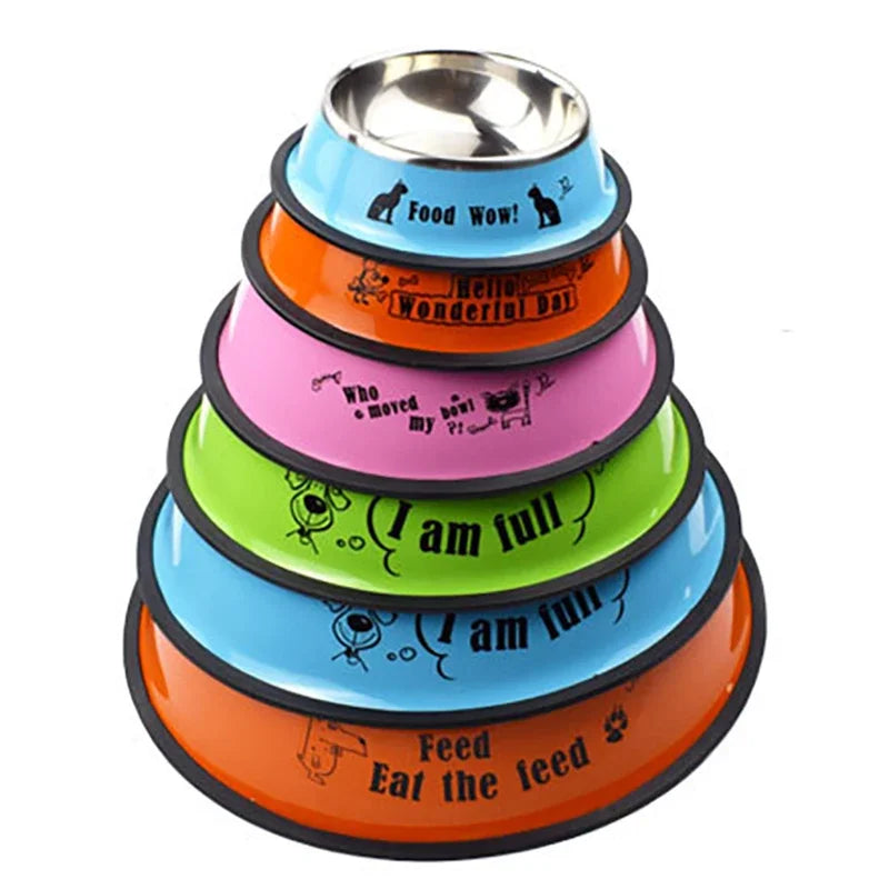 Stainless Steel Pet Food & Water Bowl for Dogs & Cats