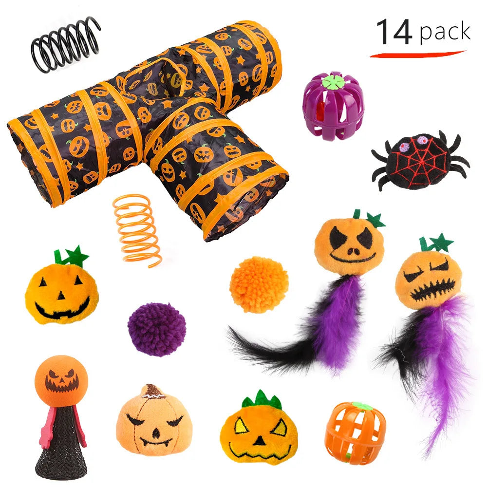 Halloween Cat Toy Variety Set with Wand, Mouse and Bell