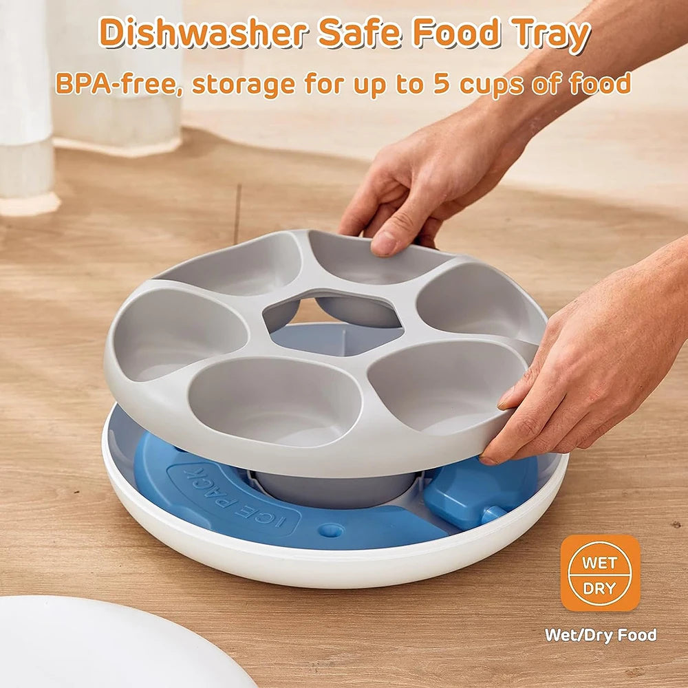 Distributeur automatique de nourriture pour animaux de compagnie Wi-Fi pour aliments secs, humides et surgelés, avec minuteur et contrôle des portions, amovible, pour chiens et chats.