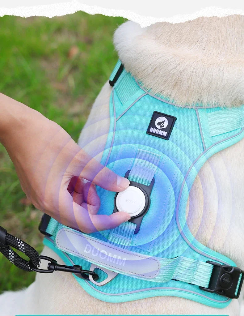 Reflective Anti-Pull Dog Harness with GPS Tracker Slot – Adjustable Vest for Small, Medium & Large Dogs