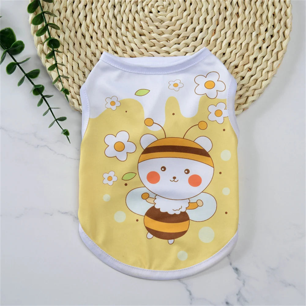 Cartoon Print Sleeveless Vest for Small Dogs & Cats