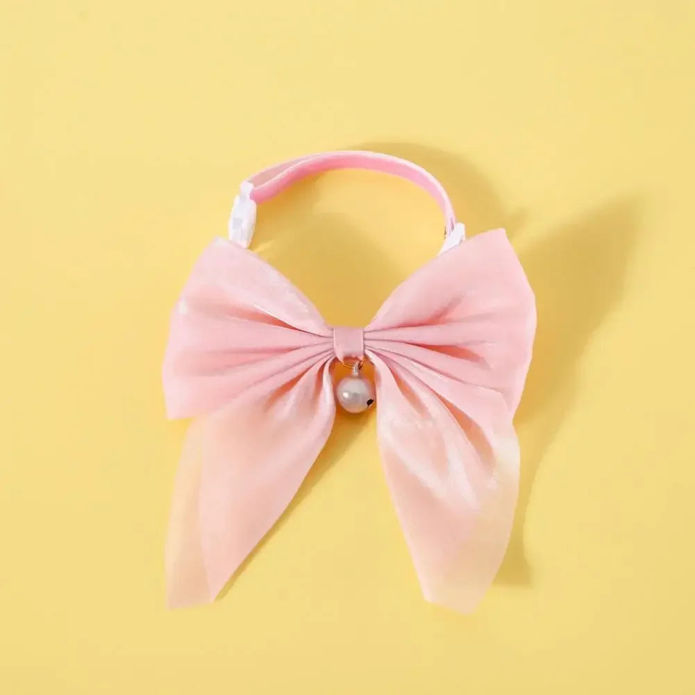 Velvet Bow Cat Collar with Bell - Decorative Breakaway Kitten Collar