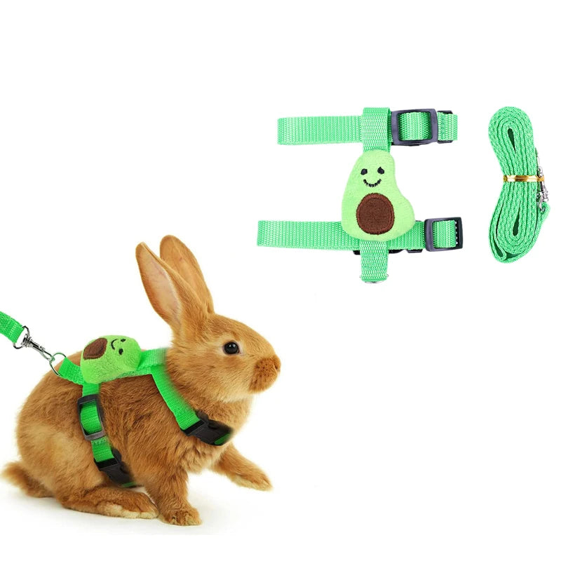 Cartoon Print Harness & Leash Set for Rabbits, Guinea Pigs & Small Pets