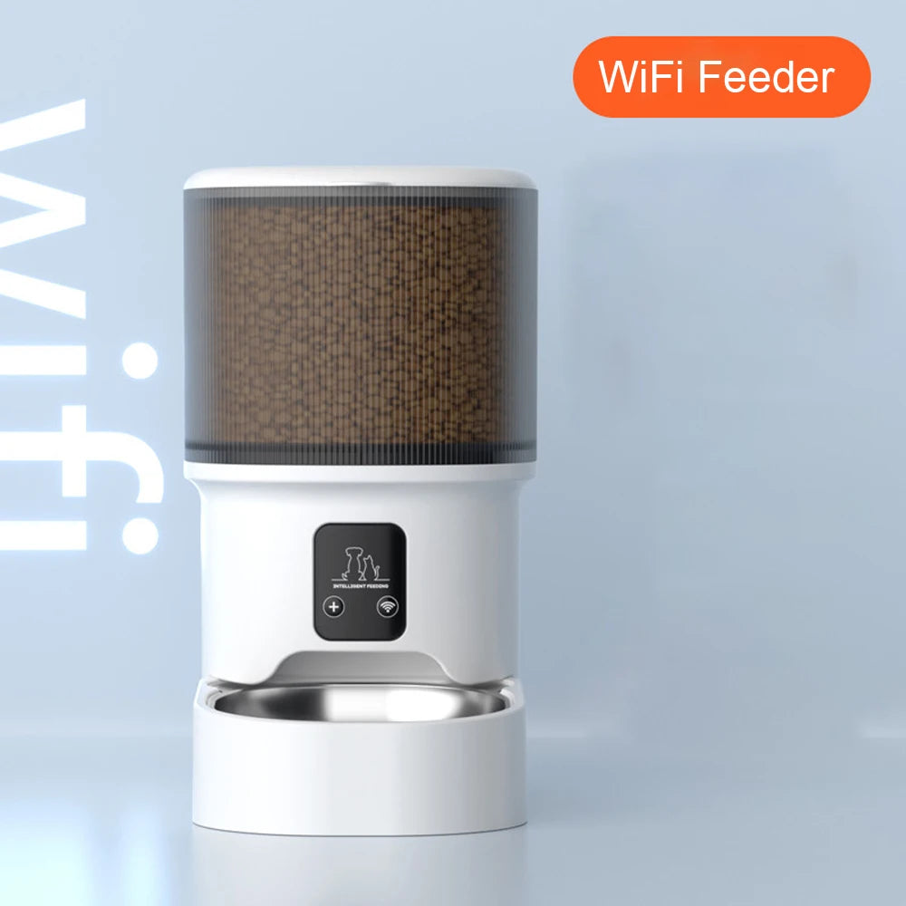 4L Smart App-Controlled Cat Feeder with HD Camera — Stainless Steel Bowl