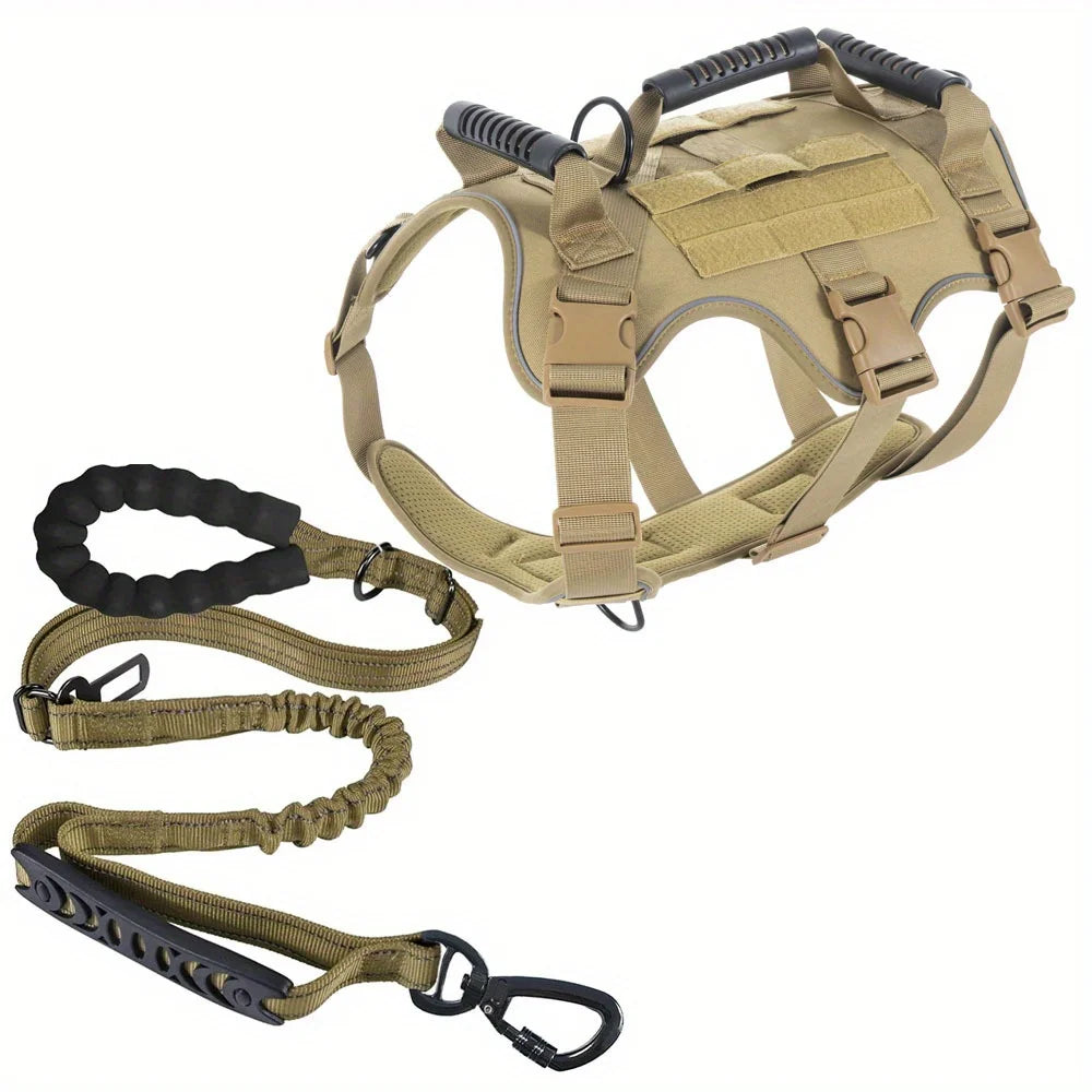 Gilet tactique militaire avec harnais et laisse pour grands chiens
