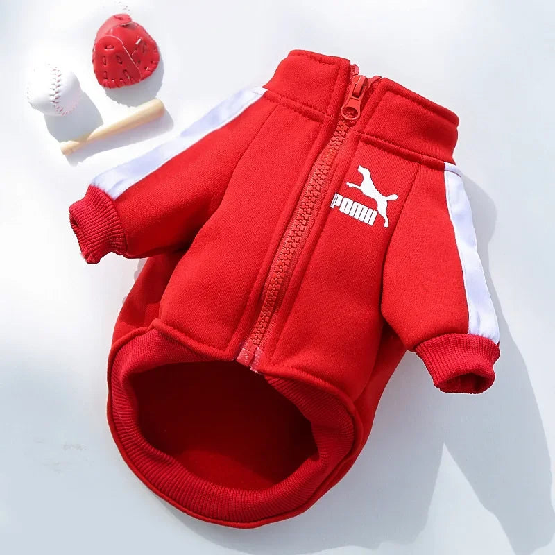 Dog Baseball Jacket | Autumn Winter Sweatshirt Coat for Small & Medium Dogs