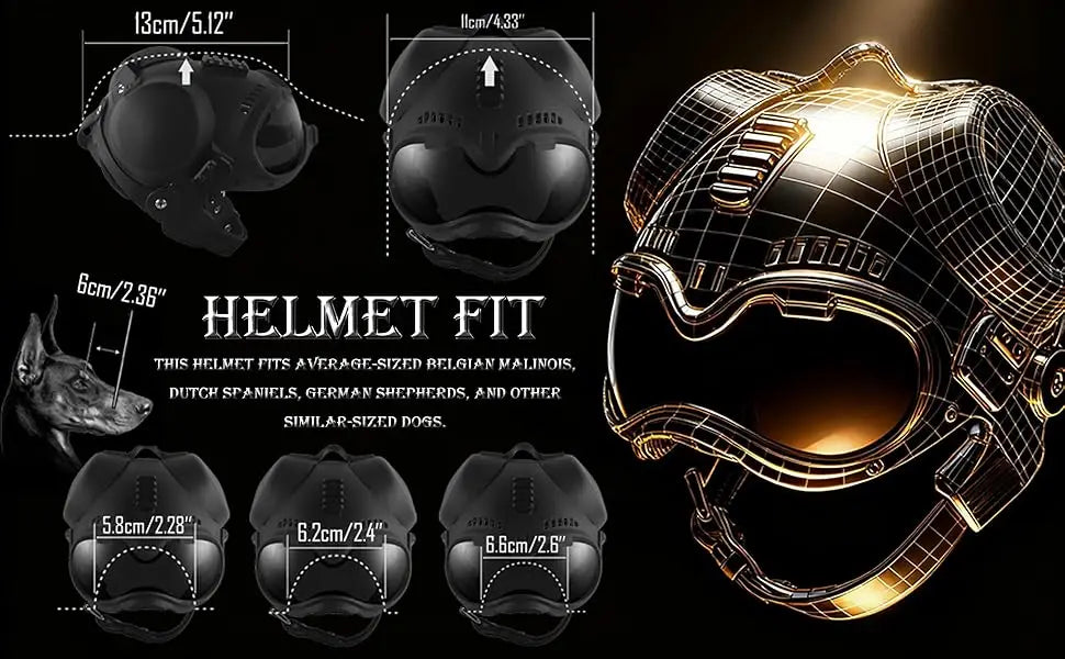 K9 Tactical Dog Helmet with Dual Goggles — Windproof Polyester Shell for Working Dogs